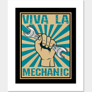 Funny Vintage Viva La Mecanico Retro- color woodblock design Posters and Art